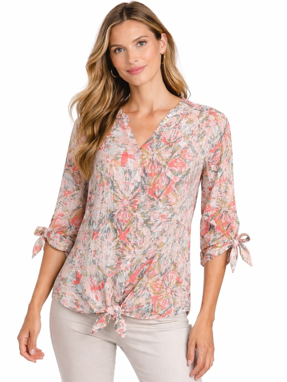 Allison Daley Vibrant Patterned Button-Down Shirt